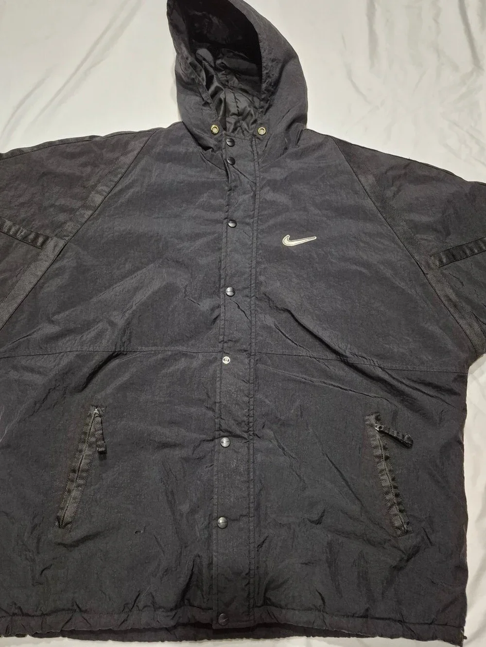 Vintage 1990s Nike Big Swoosh Quilted Puffer Jacket - Men's Large